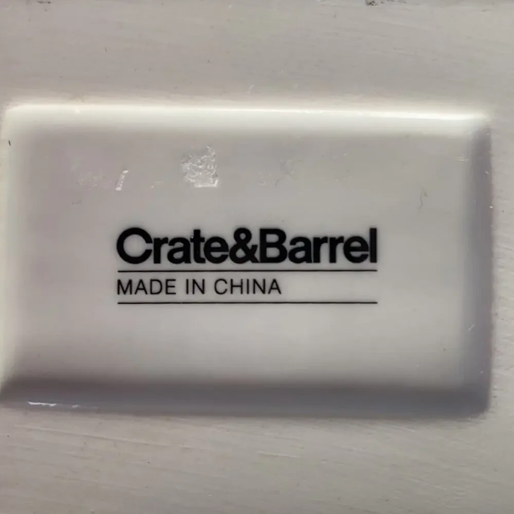 Crate &‎ Barrel BOCK/BACH Beer Style Rectangular Snack Plate White Porcelain